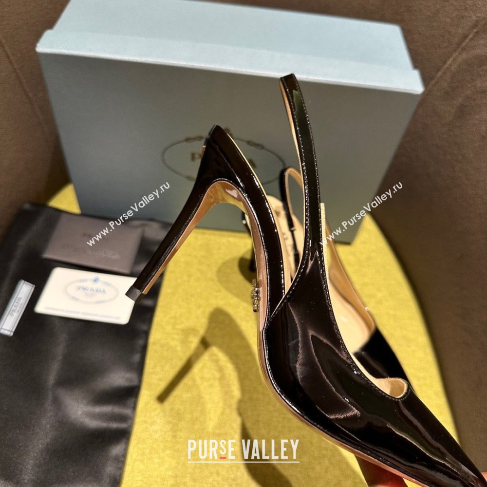 Prada Patent leather slingbacks 1I164N BLACK 2023 (kaola-231113-08)