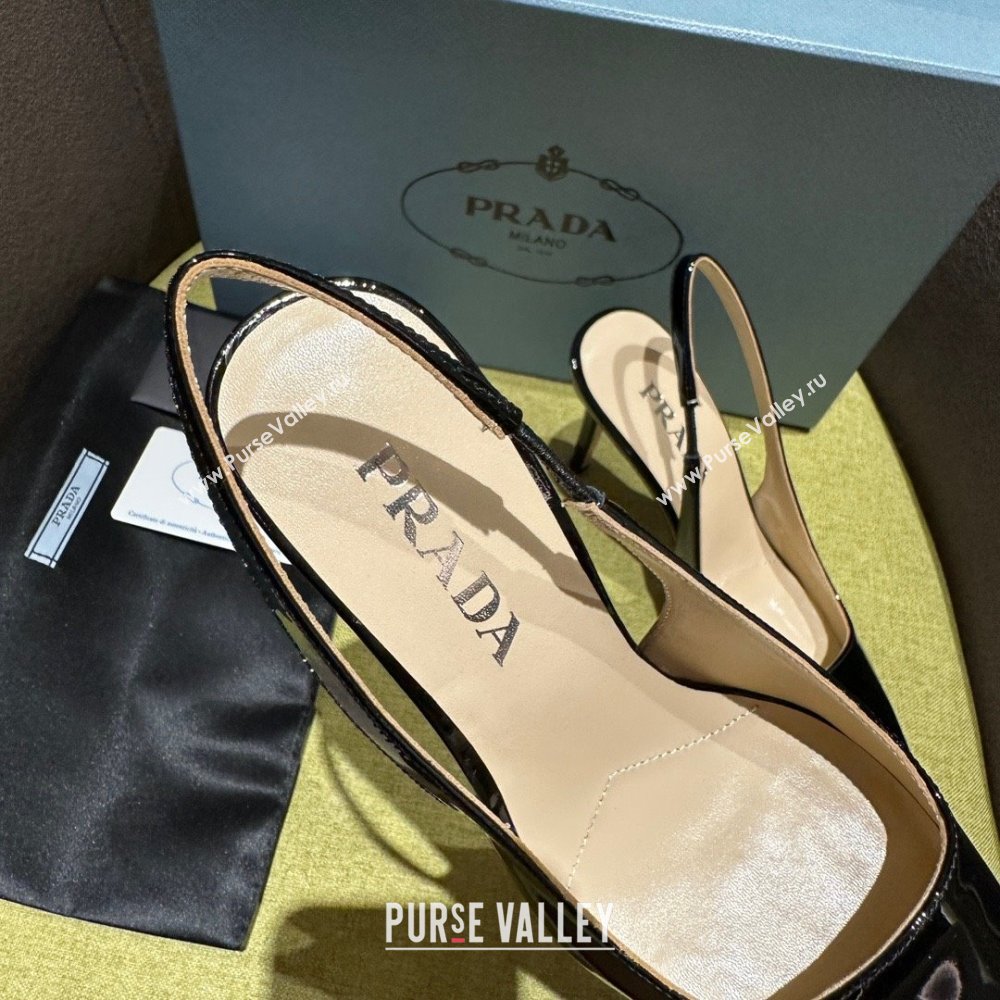 Prada Patent leather slingbacks 1I164N BLACK 2023 (kaola-231113-08)