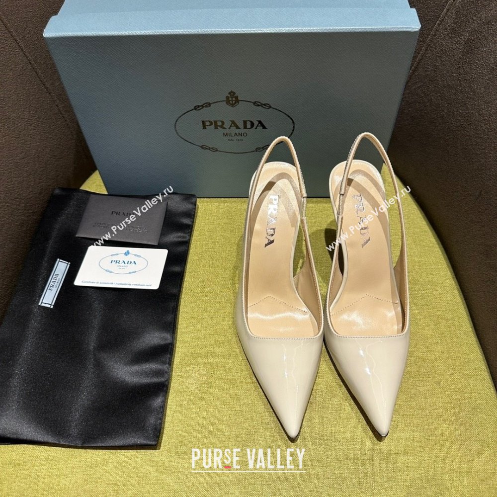 Prada Patent leather slingbacks 1I164N CREAMY 2023 (kaola-231113-09)