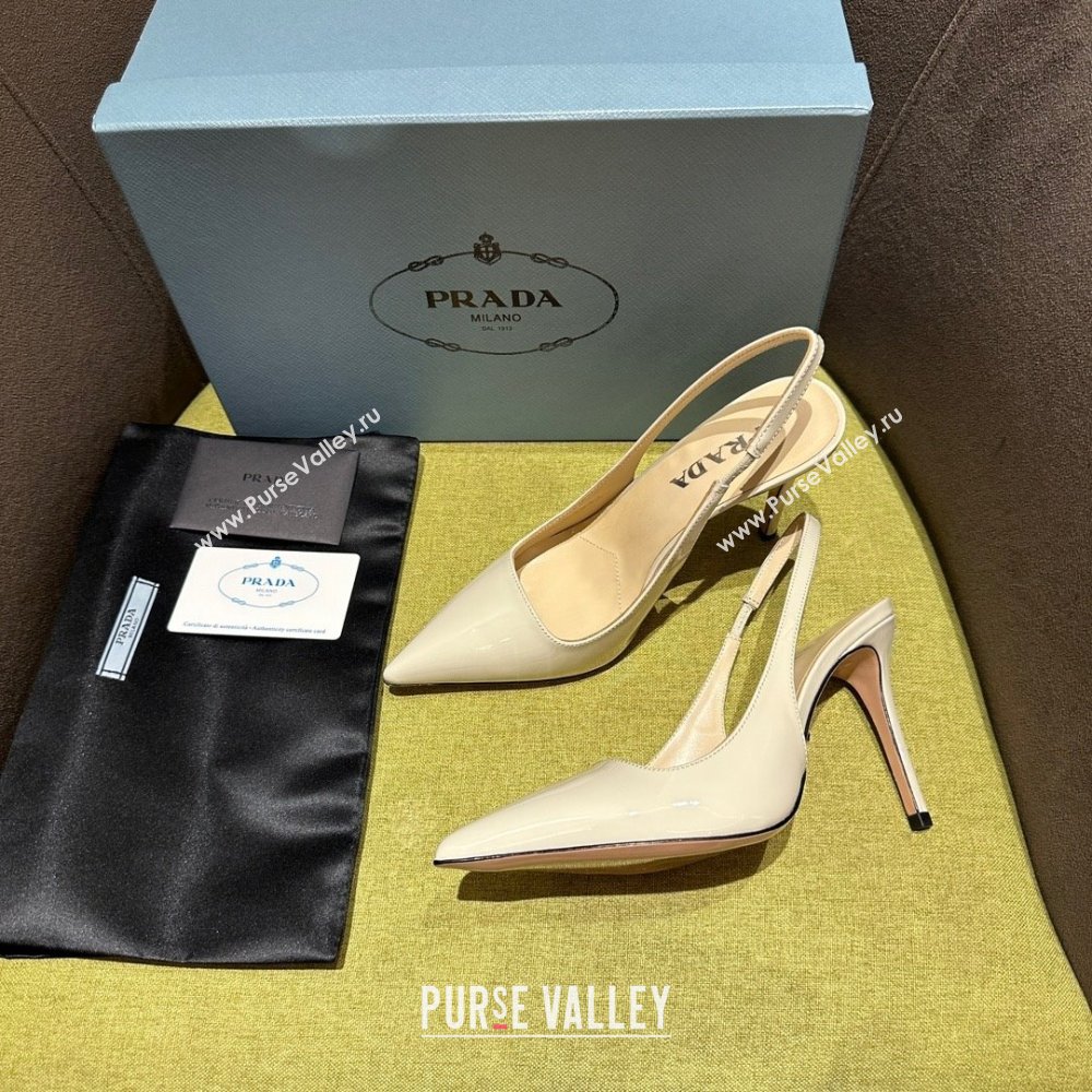 Prada Patent leather slingbacks 1I164N CREAMY 2023 (kaola-231113-09)