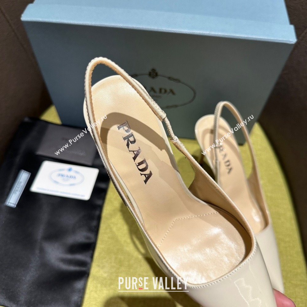 Prada Patent leather slingbacks 1I164N CREAMY 2023 (kaola-231113-09)