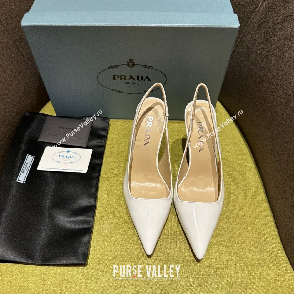 Prada Patent leather slingbacks 1I164N white 2023 (kaola-231113-10)
