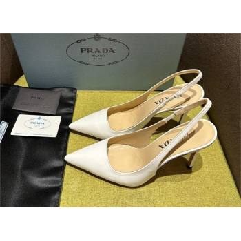 Prada Patent leather slingbacks 1I164N white 2023 (kaola-231113-10)