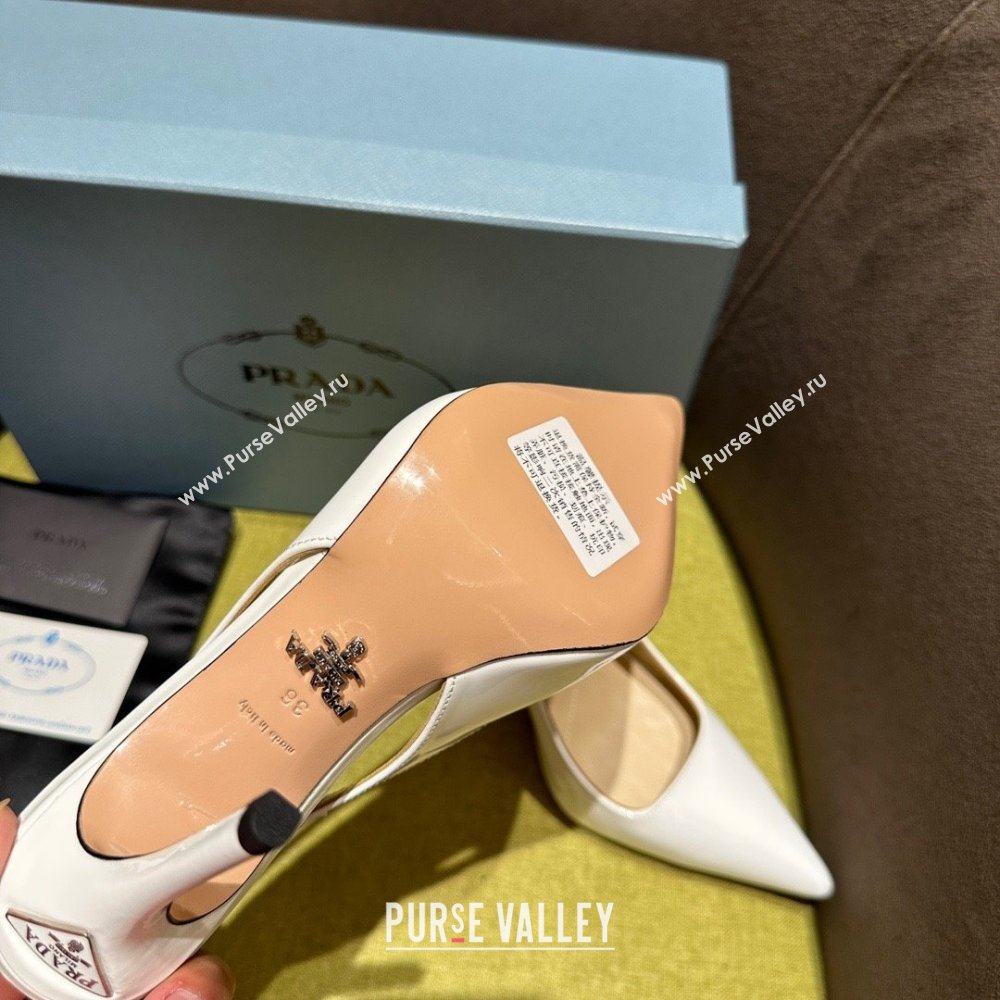 Prada Patent leather slingbacks 1I164N white 2023 (kaola-231113-10)