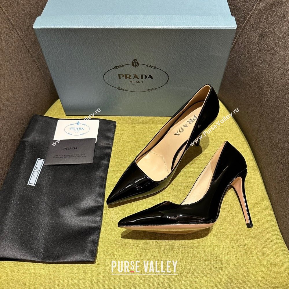 Prada Patent leather pumps 1I166N black 2023 (kaola-231113-13)