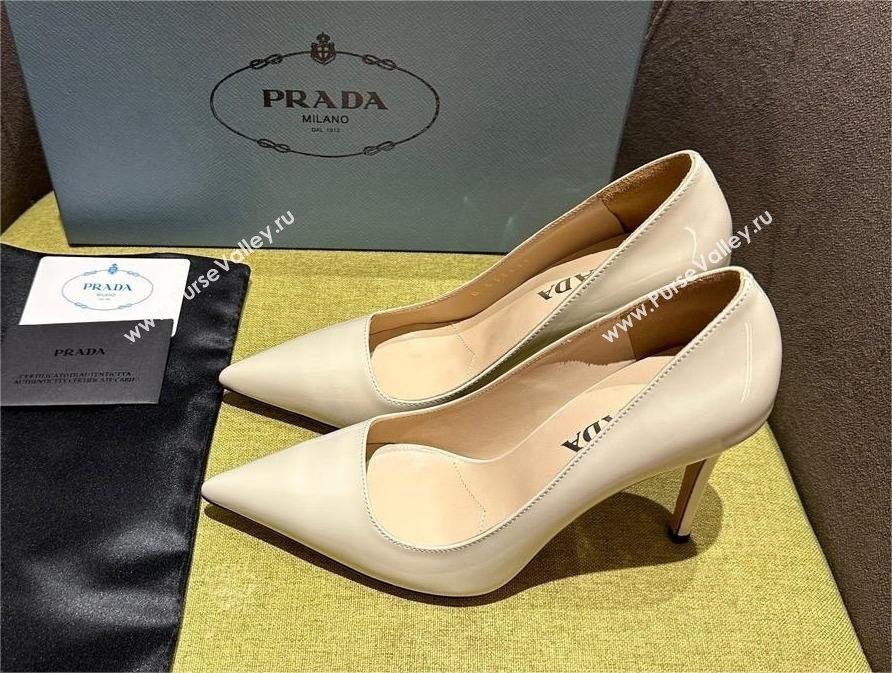 Prada Patent leather pumps 1I166N creamy 2023 (kaola-231113-15)
