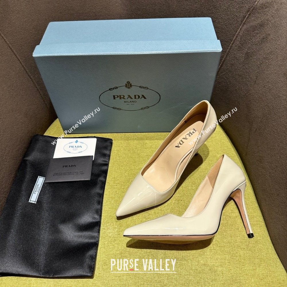 Prada Patent leather pumps 1I166N creamy 2023 (kaola-231113-15)