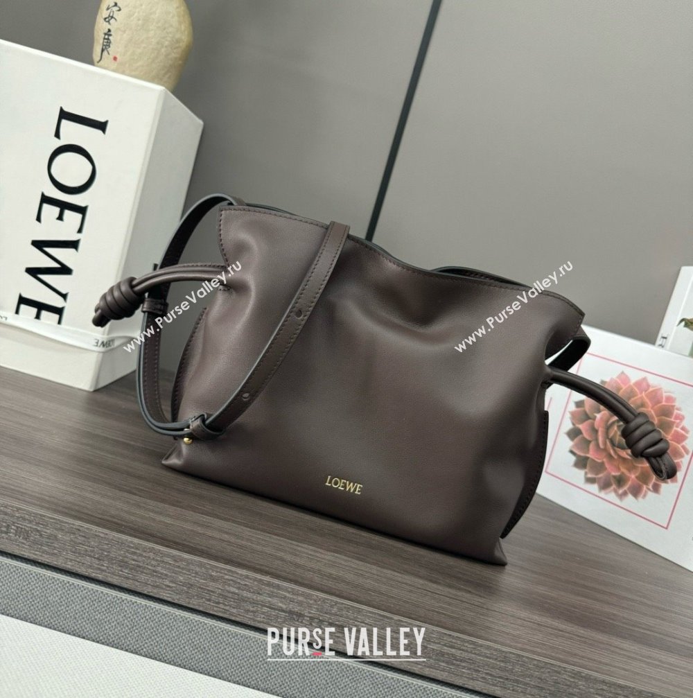 loewe Mini Flamenco clutch in nappa calfskin Chocolate 2023 (yongsheng-240328-11)