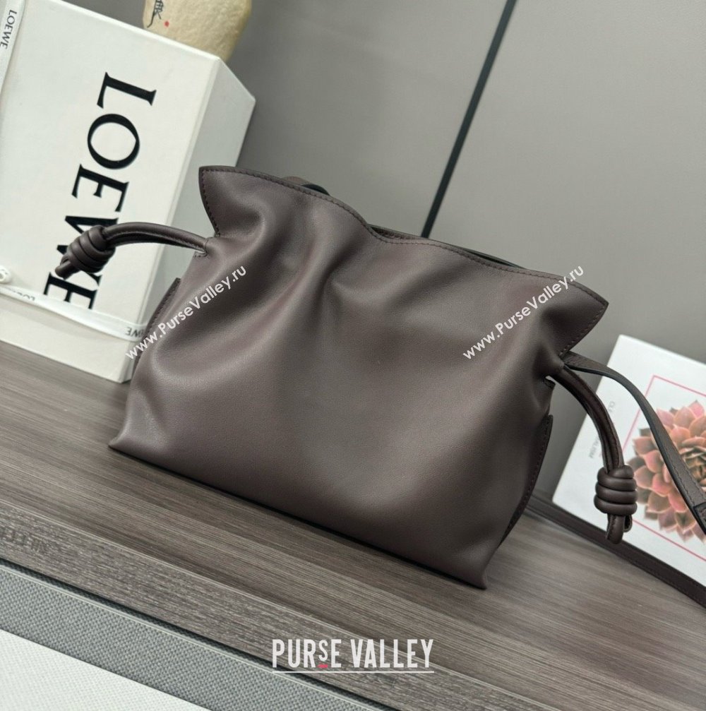 loewe Mini Flamenco clutch in nappa calfskin Chocolate 2023 (yongsheng-240328-11)