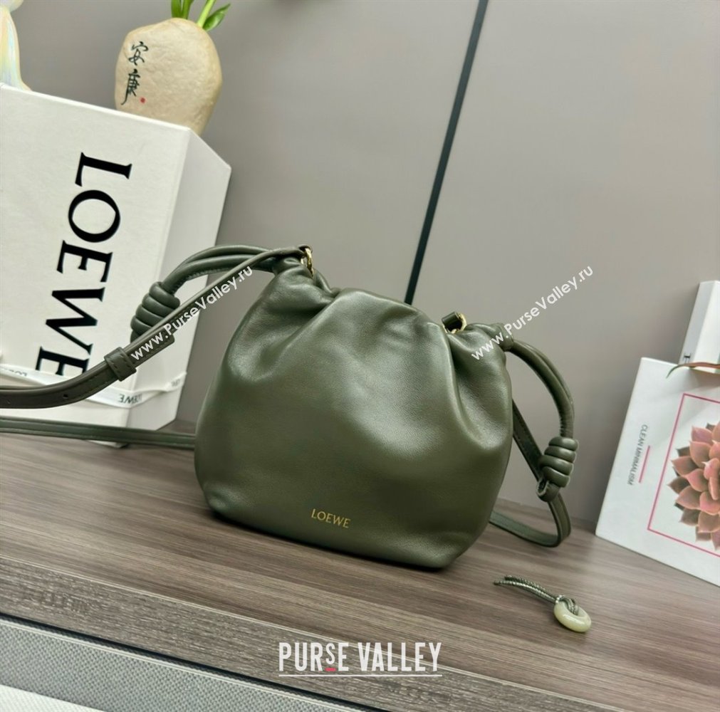 loewe Mini flamenco purse in mellow nappa lambskin 262333 army green 2024 (yongsheng-240328-05)