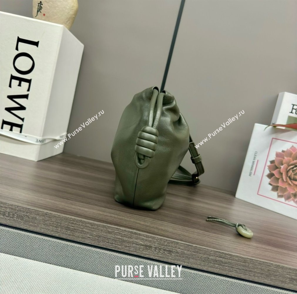 loewe Mini flamenco purse in mellow nappa lambskin 262333 army green 2024 (yongsheng-240328-05)