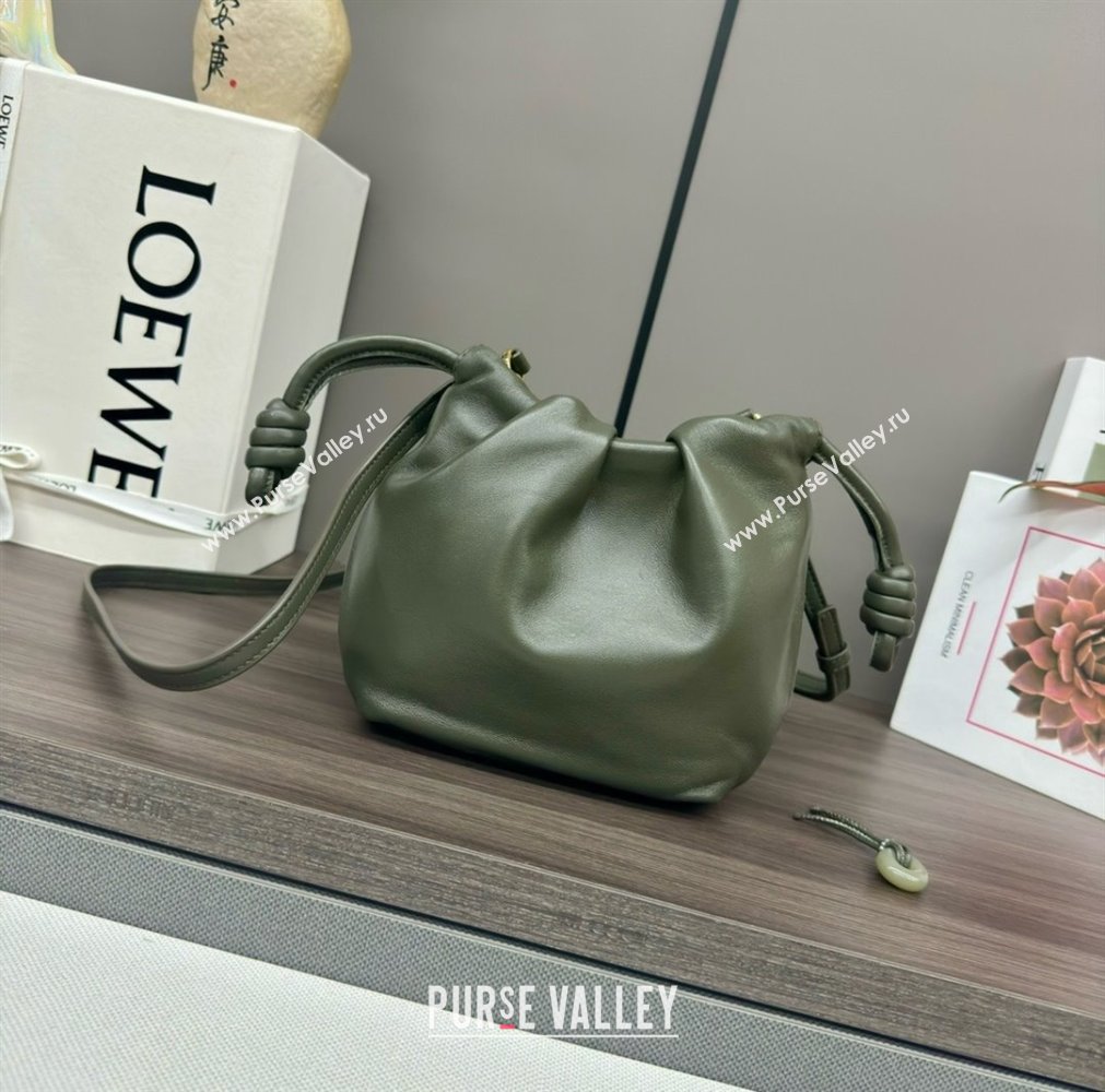 loewe Mini flamenco purse in mellow nappa lambskin 262333 army green 2024 (yongsheng-240328-05)