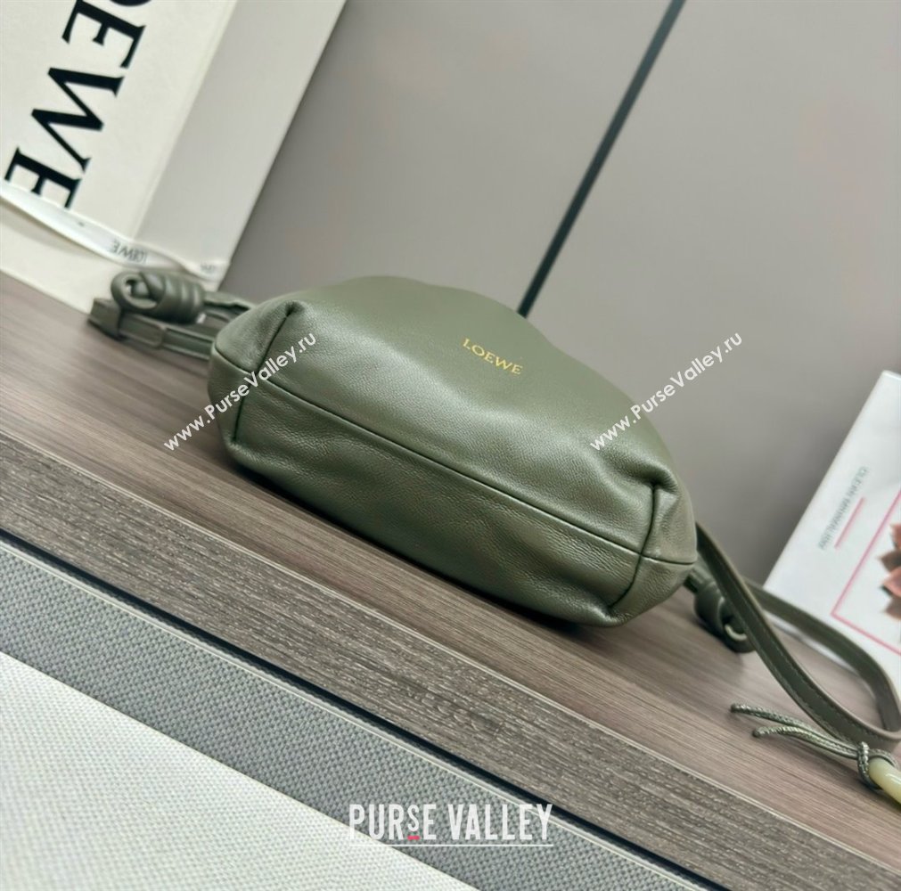 loewe Mini flamenco purse in mellow nappa lambskin 262333 army green 2024 (yongsheng-240328-05)