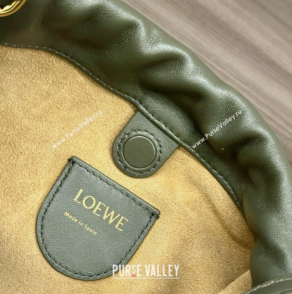 loewe Mini flamenco purse in mellow nappa lambskin 262333 army green 2024 (yongsheng-240328-05)