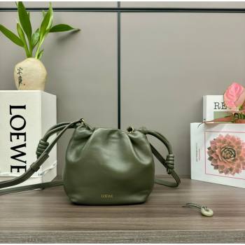 loewe Mini flamenco purse in mellow nappa lambskin 262333 army green 2024 (yongsheng-240328-05)