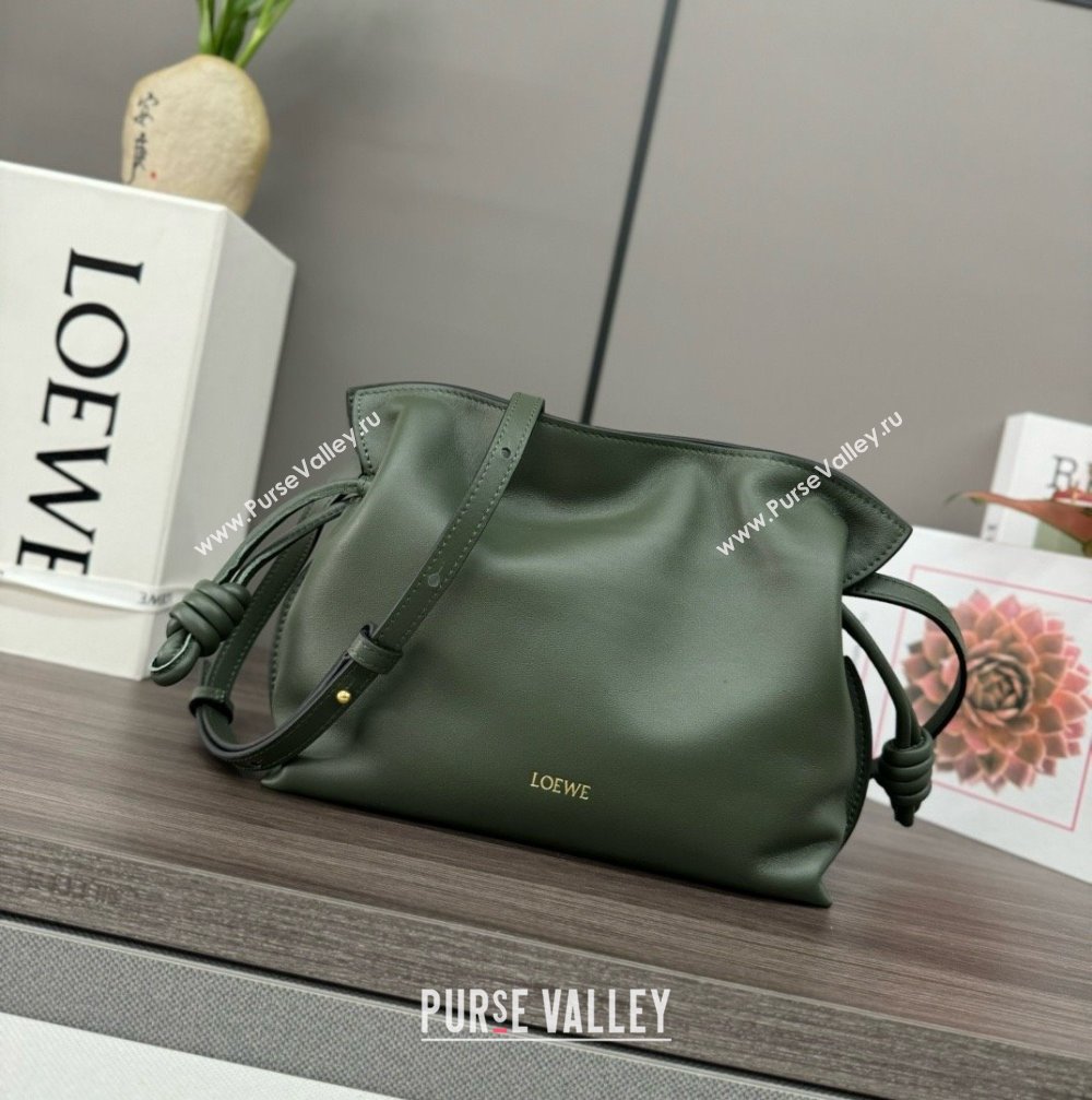 loewe Mini Flamenco clutch in nappa calfskin dark green 2023 (yongsheng-240328-08)