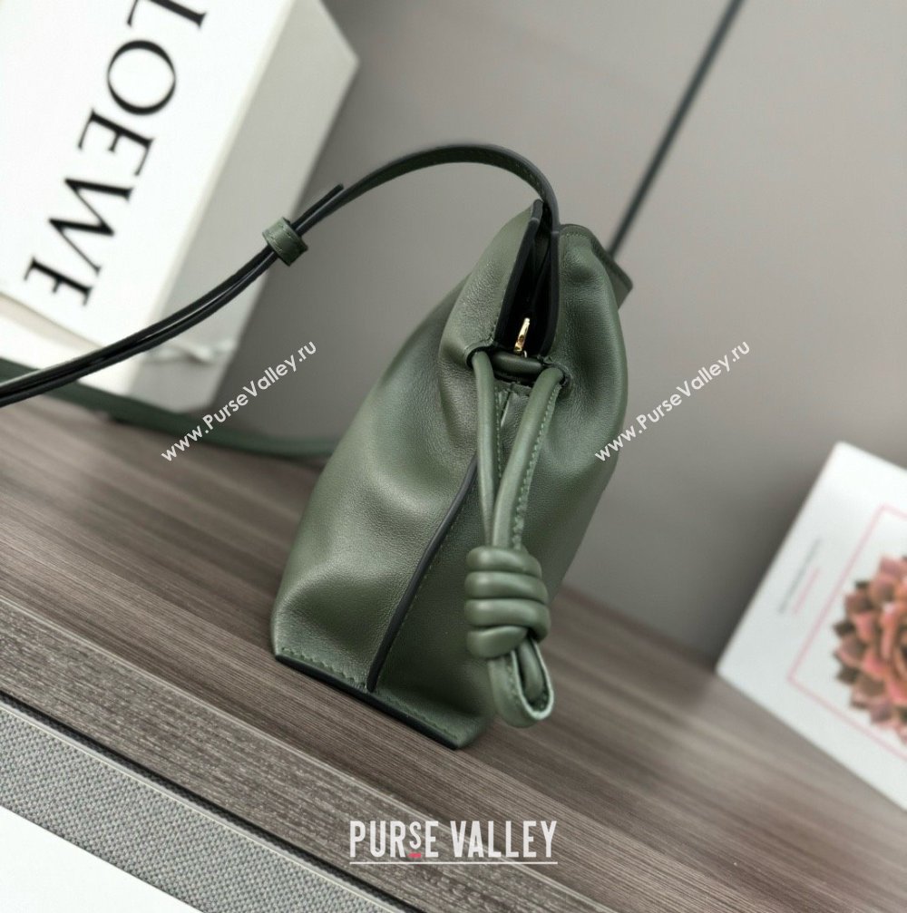 loewe Mini Flamenco clutch in nappa calfskin dark green 2023 (yongsheng-240328-08)