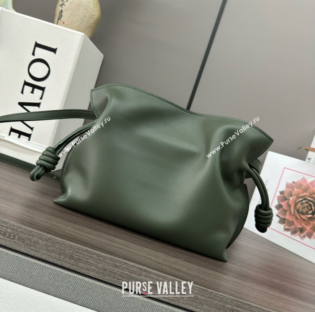 loewe Mini Flamenco clutch in nappa calfskin dark green 2023 (yongsheng-240328-08)