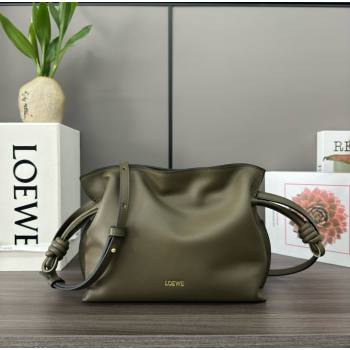 loewe Mini Flamenco clutch in nappa calfskin army green 2023 (yongsheng-240328-10)