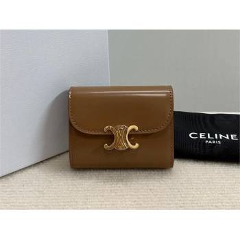 celine Small Wallet TRIOMPHE in Shiny calfskin Bronze 10D783 2023 (baili-231222-03)