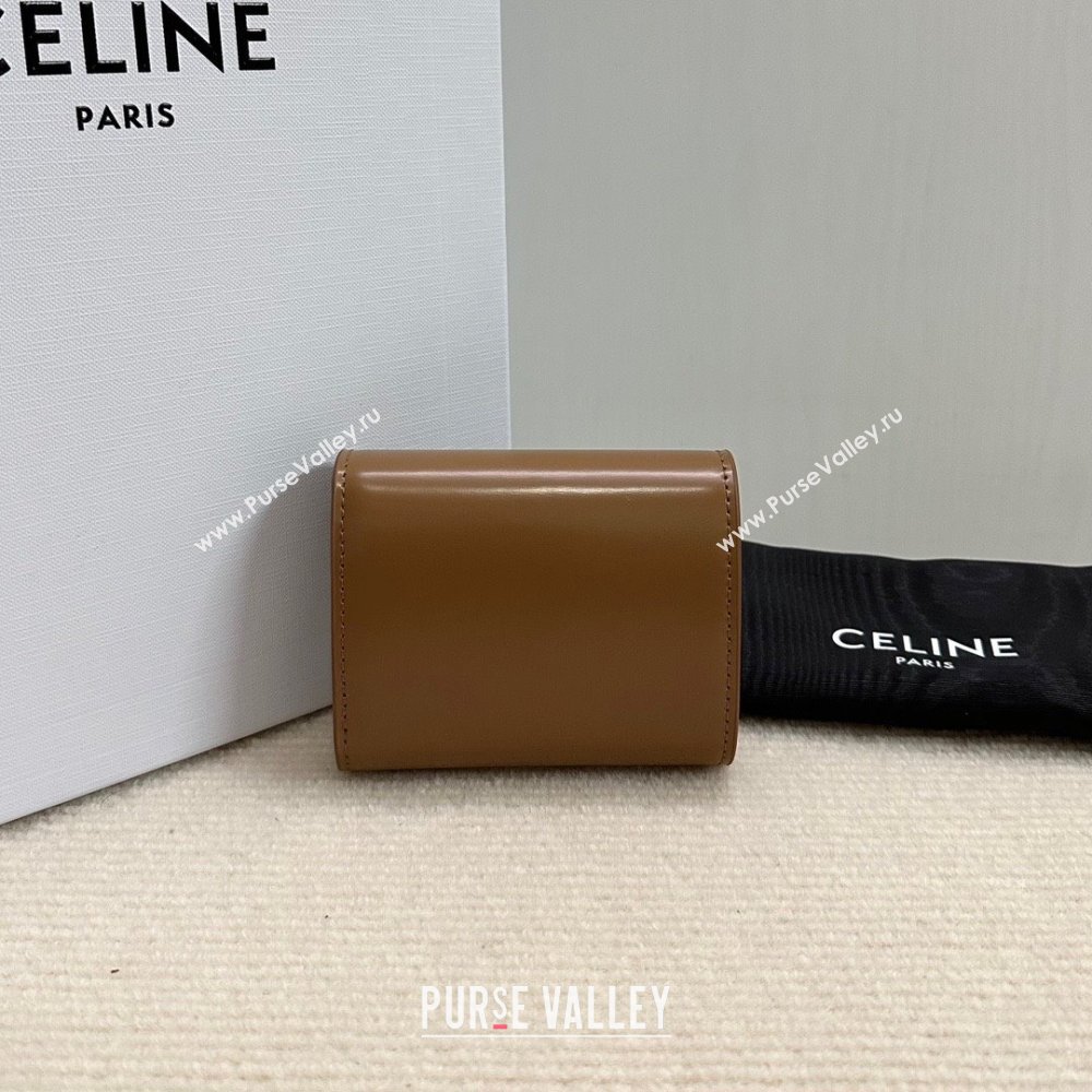 celine Small Wallet TRIOMPHE in Shiny calfskin Bronze 10D783 2023 (baili-231222-03)