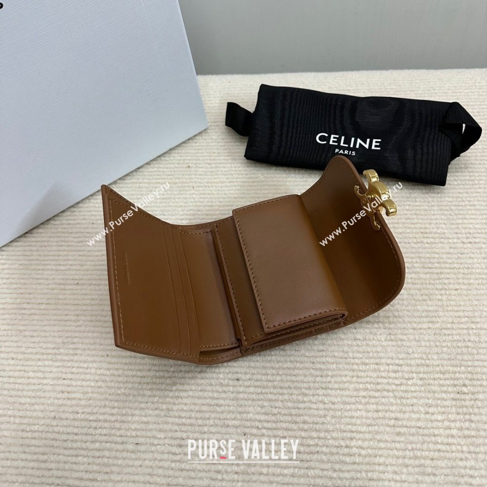 celine Small Wallet TRIOMPHE in Shiny calfskin Bronze 10D783 2023 (baili-231222-03)