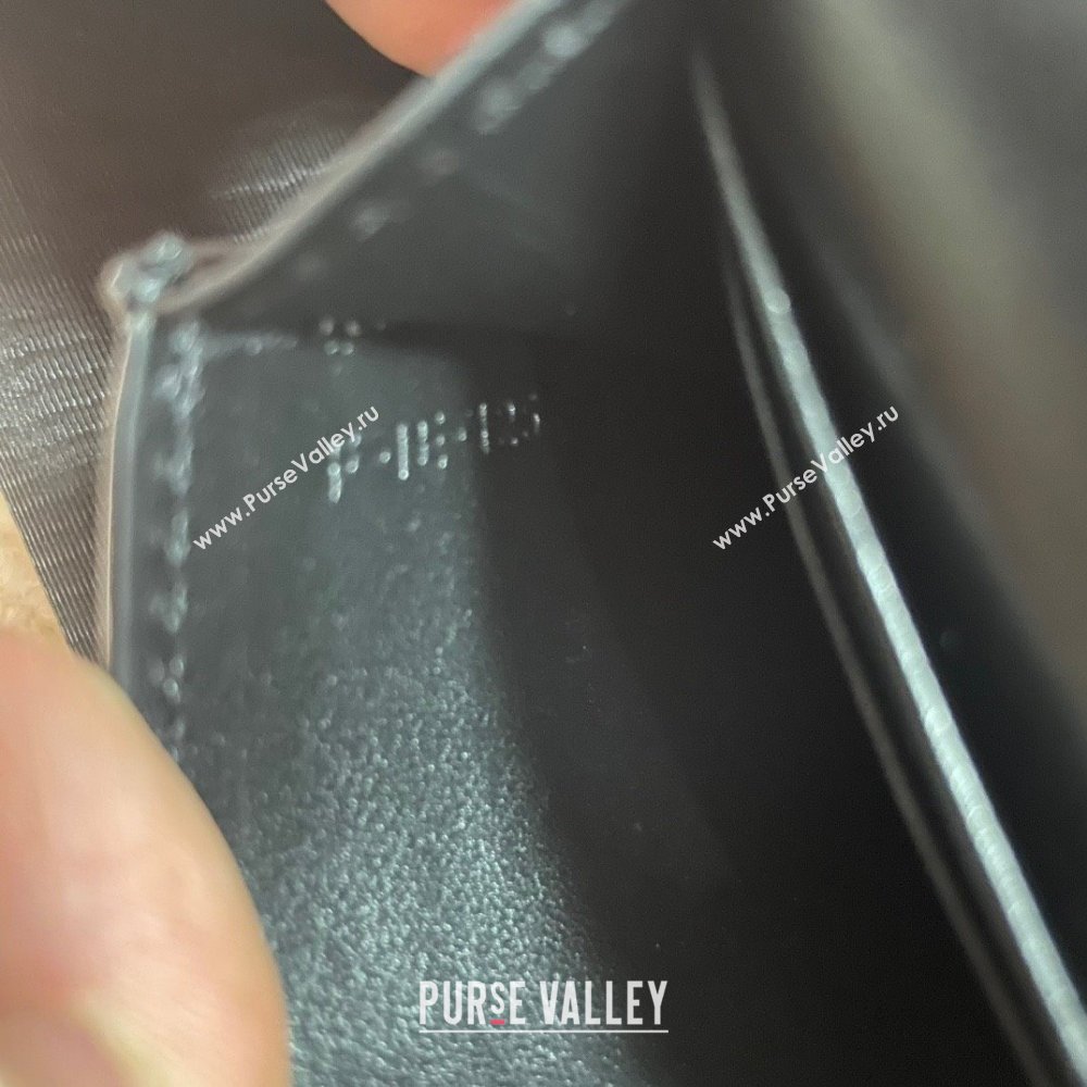 CELINE CARD HOLDER WITH FLAP TRIOMPHE in Shiny calfskin Black 10I583 2023 (baili-231222-06)