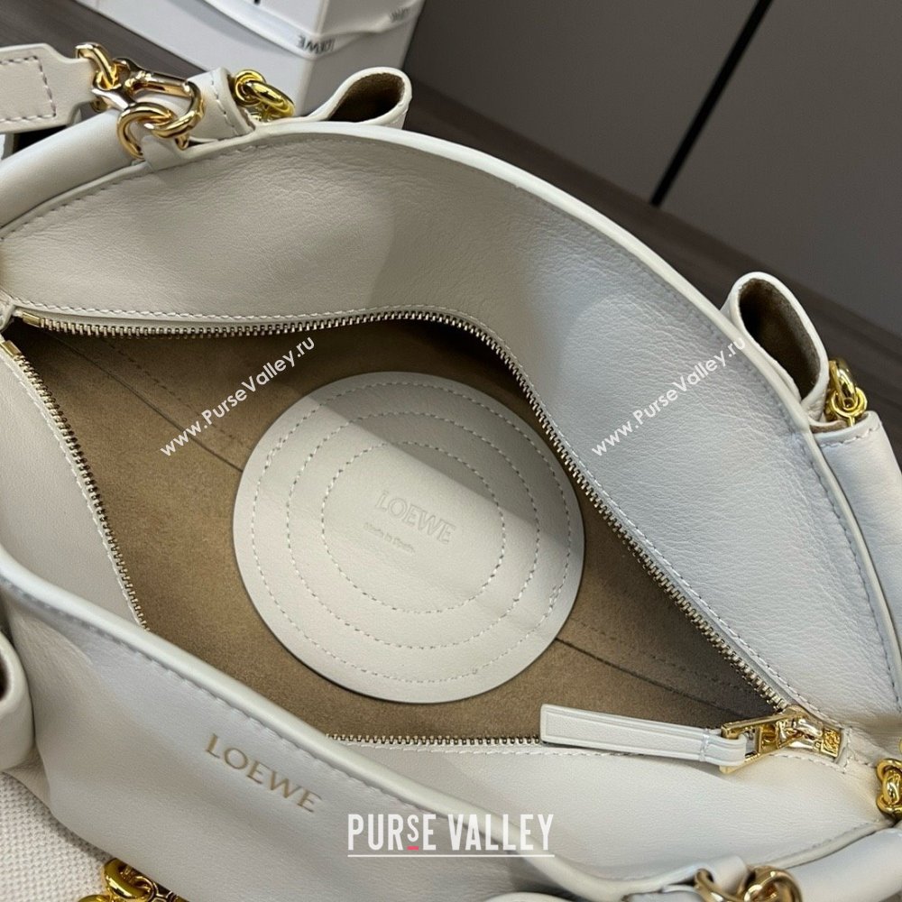 LOEWE Small Paseo bag in shiny nappa calfskin with chain white 2024 (yongsheng-240329-13)