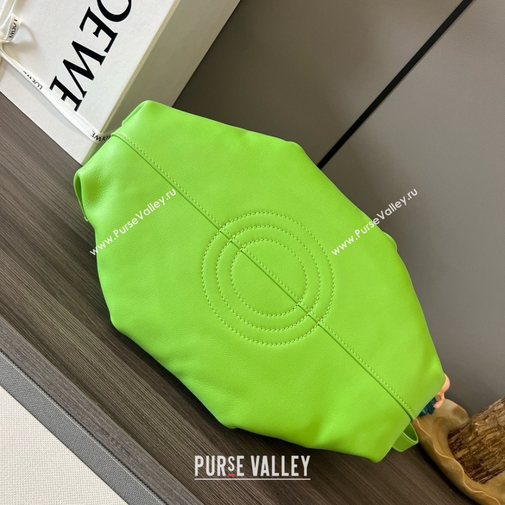 LOEWE Small Paseo bag in shiny nappa calfskin with chain green 2024 (yongsheng-240329-14)