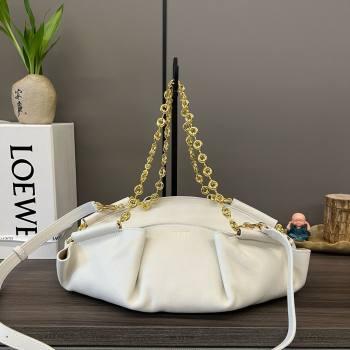 LOEWE Small Paseo bag in shiny nappa calfskin with chain white 2024 (yongsheng-240329-13)