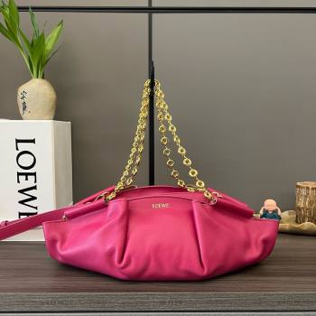 LOEWE Small Paseo bag in shiny nappa calfskin with chain fuchsia 2024 (yongsheng-240329-15)