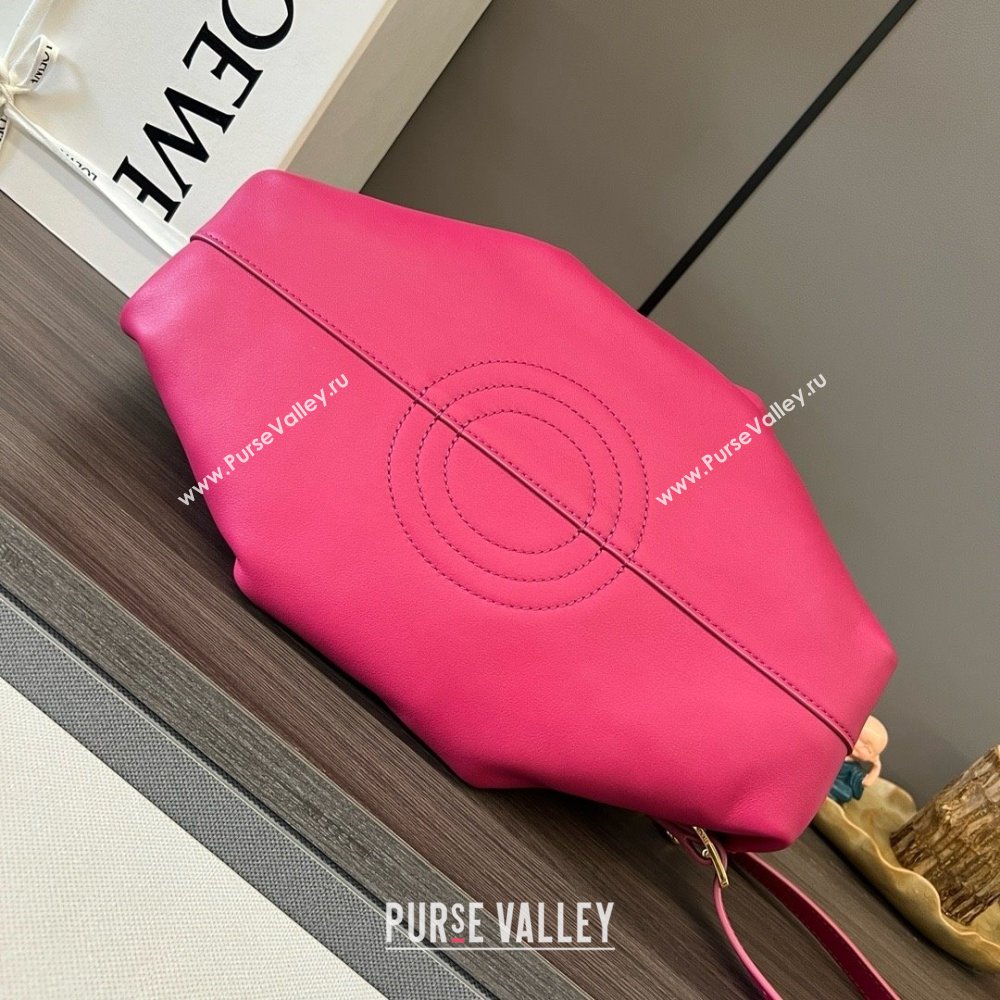 LOEWE Small Paseo bag in shiny nappa calfskin with chain fuchsia 2024 (yongsheng-240329-15)