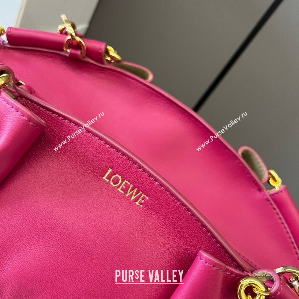 LOEWE Small Paseo bag in shiny nappa calfskin with chain fuchsia 2024 (yongsheng-240329-15)