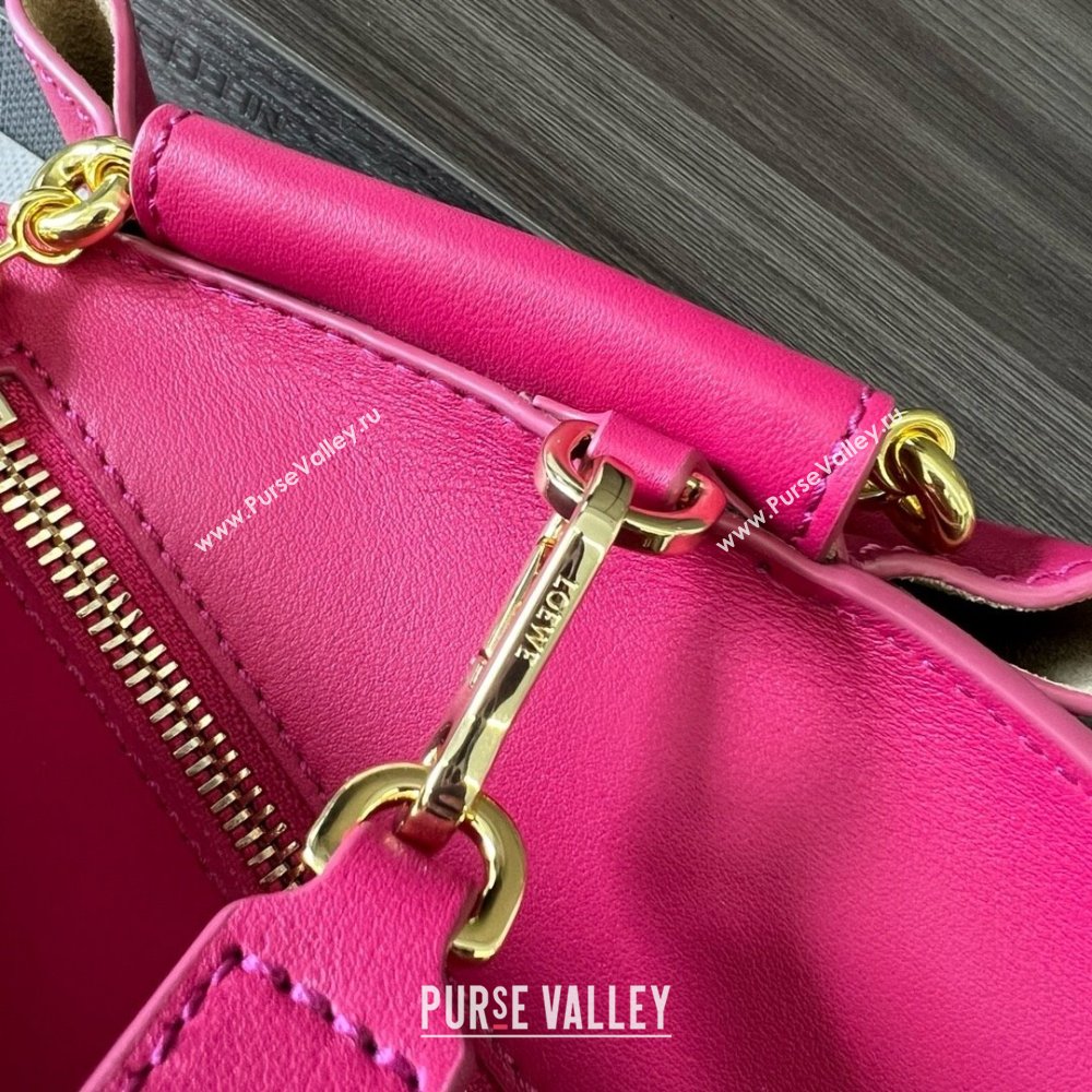 LOEWE Small Paseo bag in shiny nappa calfskin with chain fuchsia 2024 (yongsheng-240329-15)