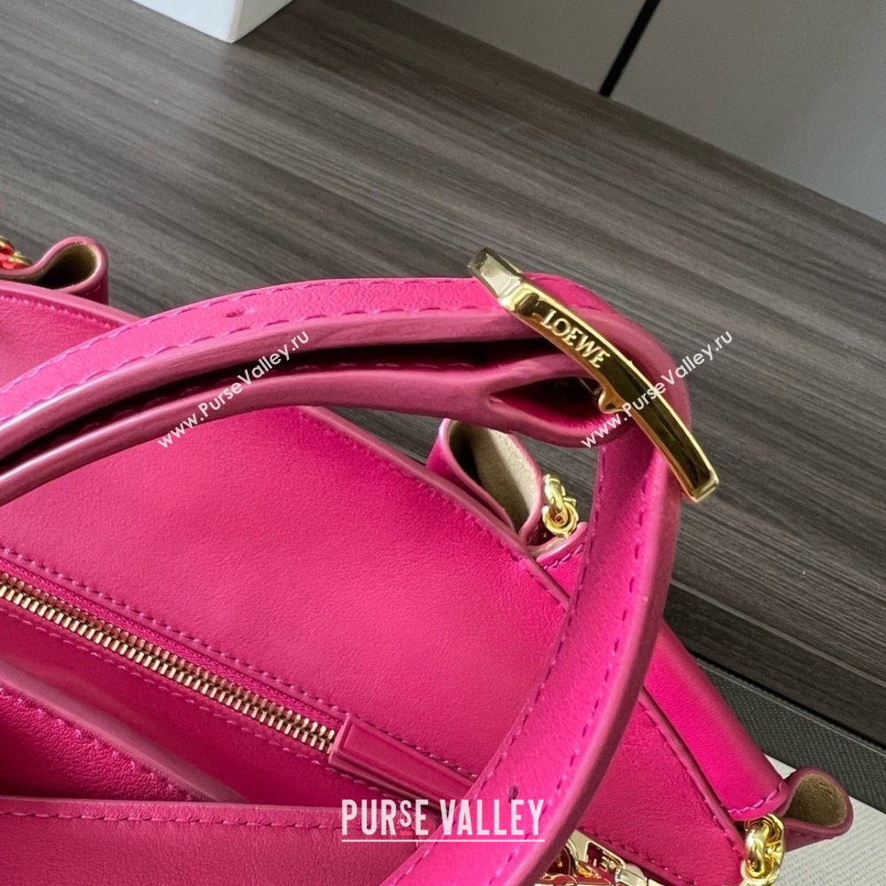 LOEWE Small Paseo bag in shiny nappa calfskin with chain fuchsia 2024 (yongsheng-240329-15)