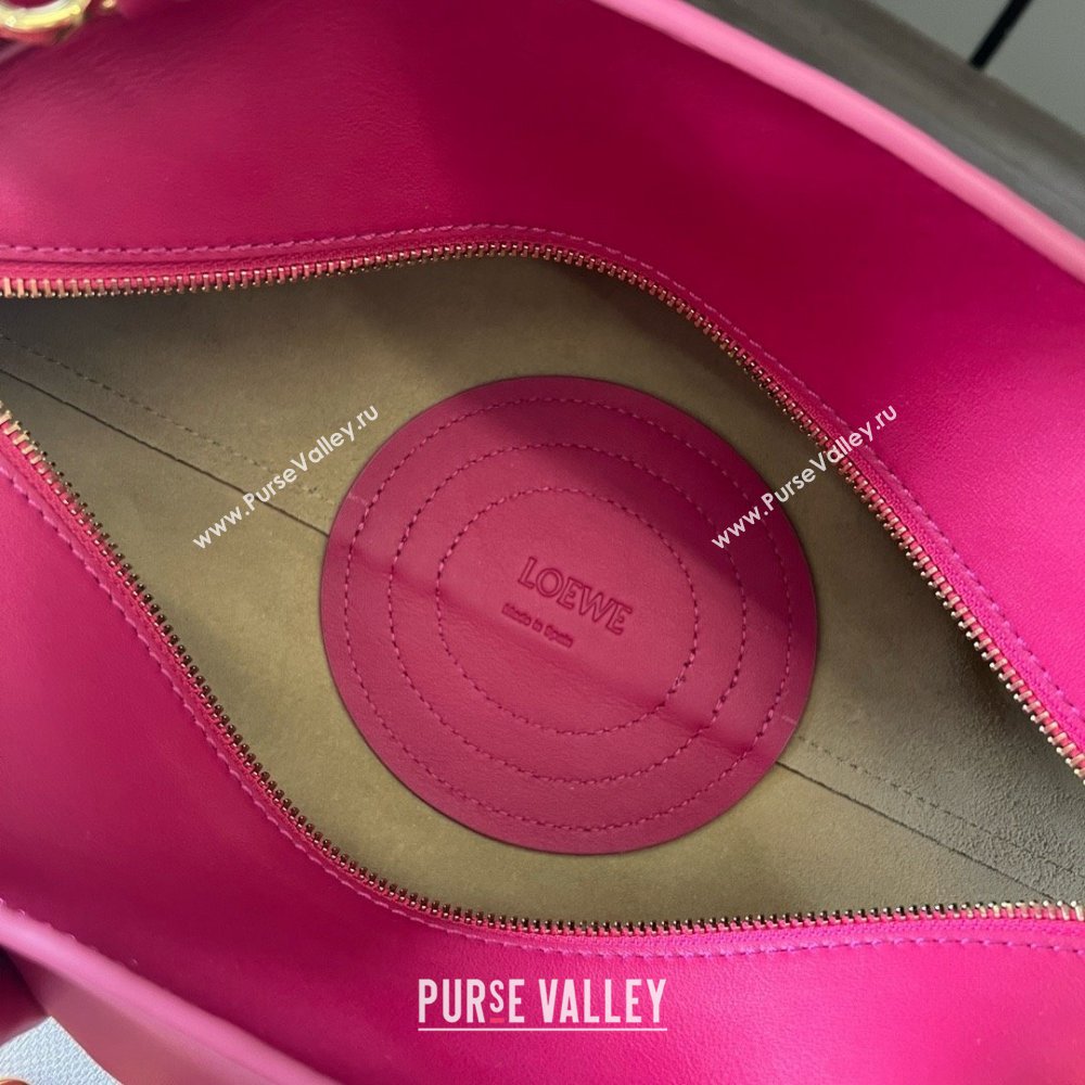 LOEWE Small Paseo bag in shiny nappa calfskin with chain fuchsia 2024 (yongsheng-240329-15)