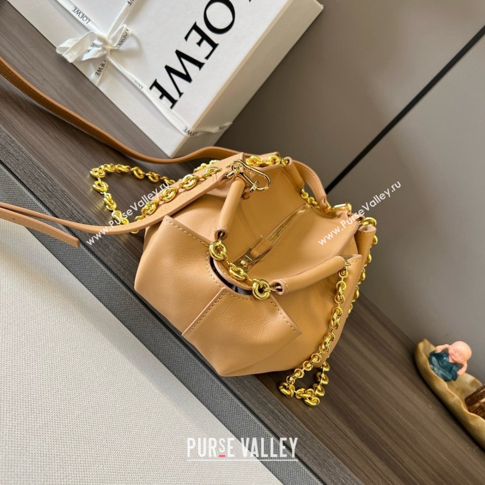 LOEWE Small Paseo bag in shiny nappa calfskin with chain warm desert 2024 (yongsheng-240329-16)