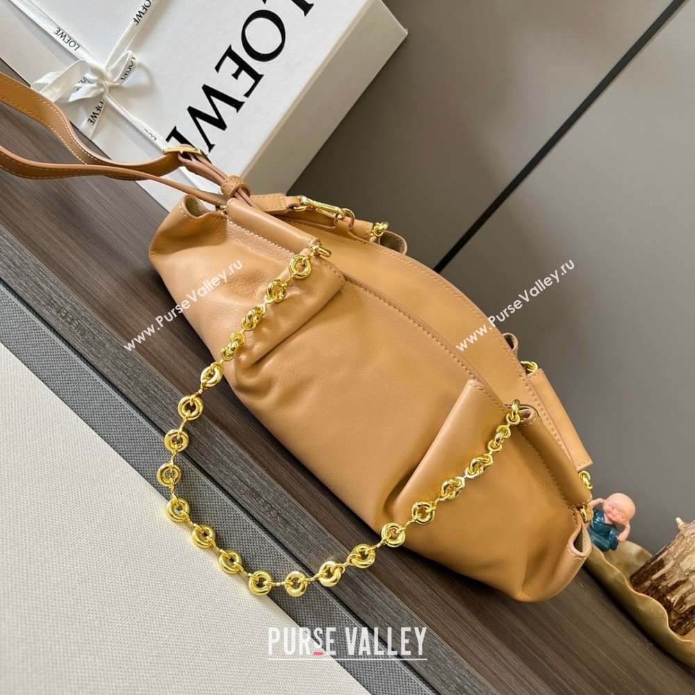 LOEWE Small Paseo bag in shiny nappa calfskin with chain warm desert 2024 (yongsheng-240329-16)