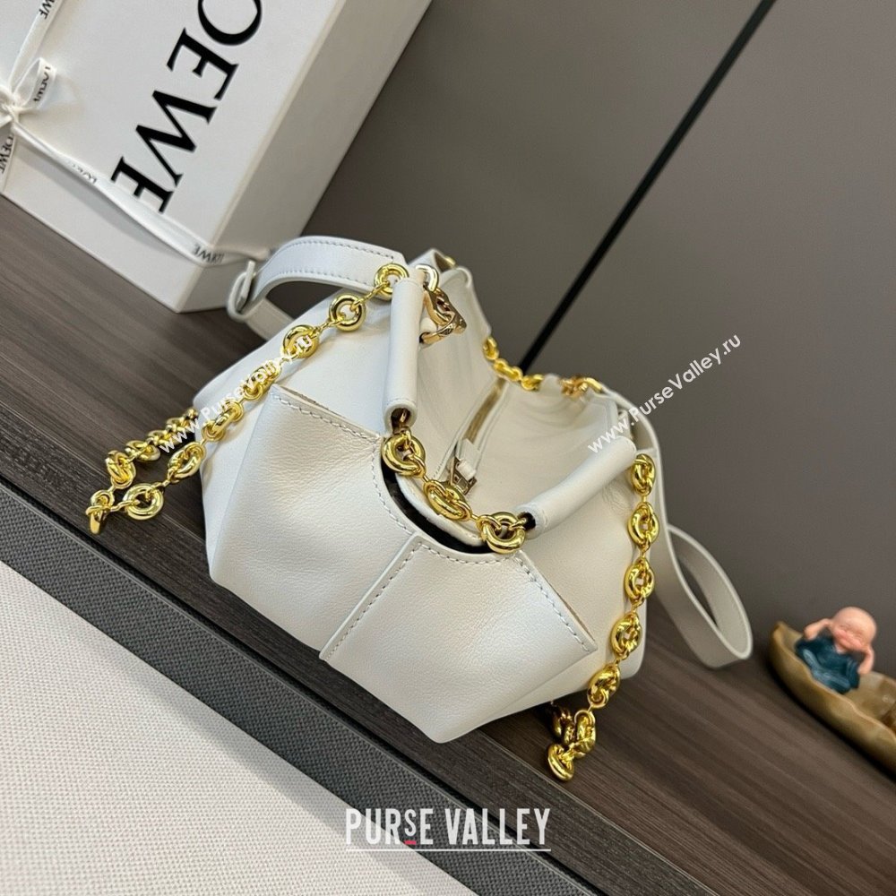 LOEWE Small Paseo bag in shiny nappa calfskin with chain white 2024 (yongsheng-240329-13)