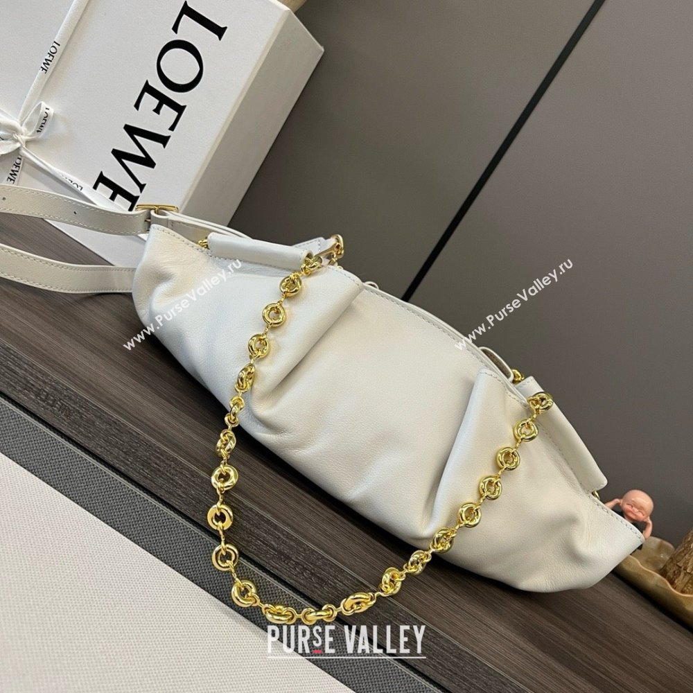 LOEWE Small Paseo bag in shiny nappa calfskin with chain white 2024 (yongsheng-240329-13)