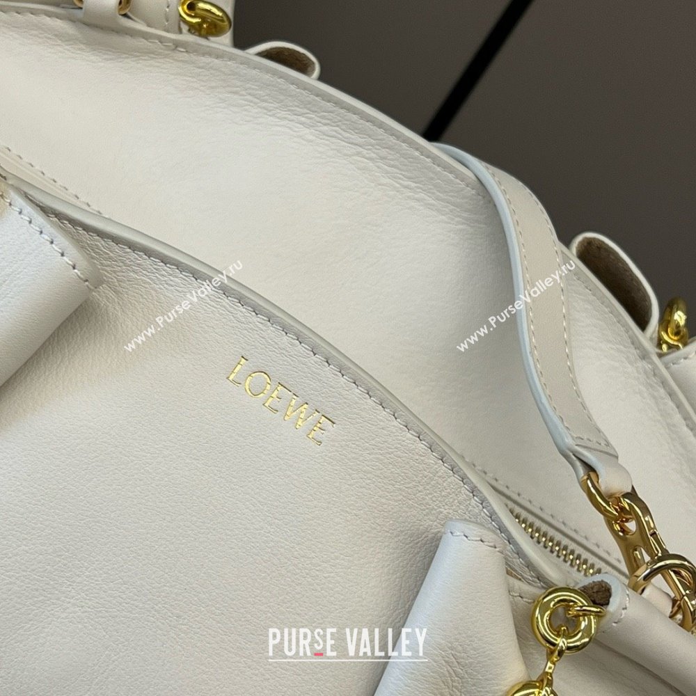 LOEWE Small Paseo bag in shiny nappa calfskin with chain white 2024 (yongsheng-240329-13)