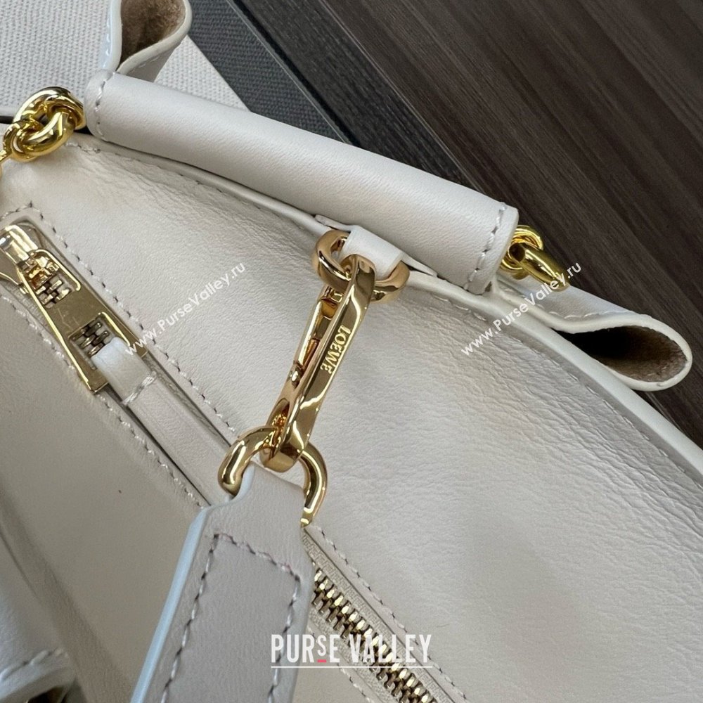 LOEWE Small Paseo bag in shiny nappa calfskin with chain white 2024 (yongsheng-240329-13)