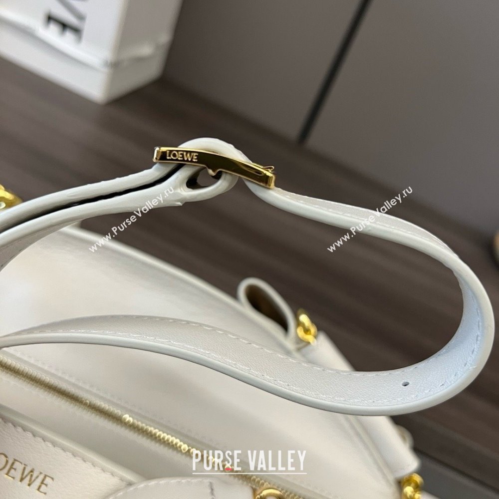 LOEWE Small Paseo bag in shiny nappa calfskin with chain white 2024 (yongsheng-240329-13)