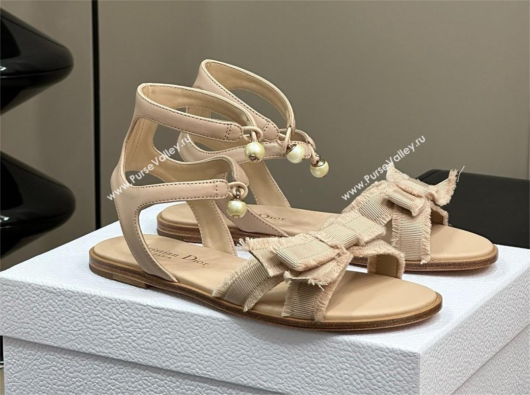 Dior Nude Calfskin and Fringed Grosgrain Adiorable Sandal 2024 (MODENG-240424-22)