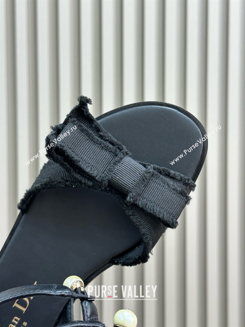 Dior BLACK Calfskin and Fringed Grosgrain Adiorable Sandal 2024 (MODENG-240424-23)