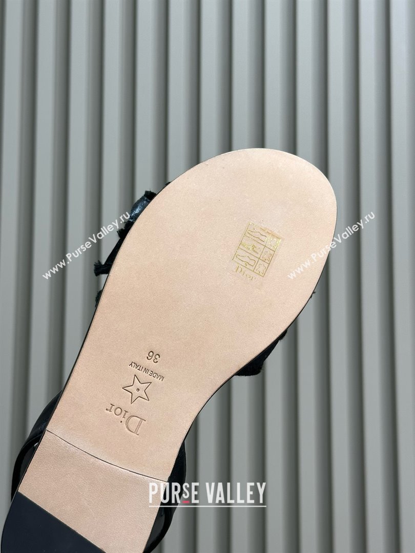 Dior BLACK Calfskin and Fringed Grosgrain Adiorable Sandal 2024 (MODENG-240424-23)