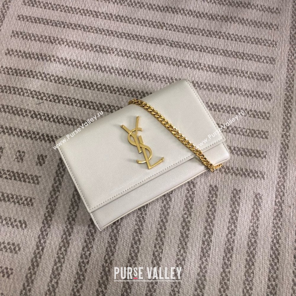 Saint Laurent kate small in grain de poudre embossed leather white 2024(original quality) (bige-240426-11)