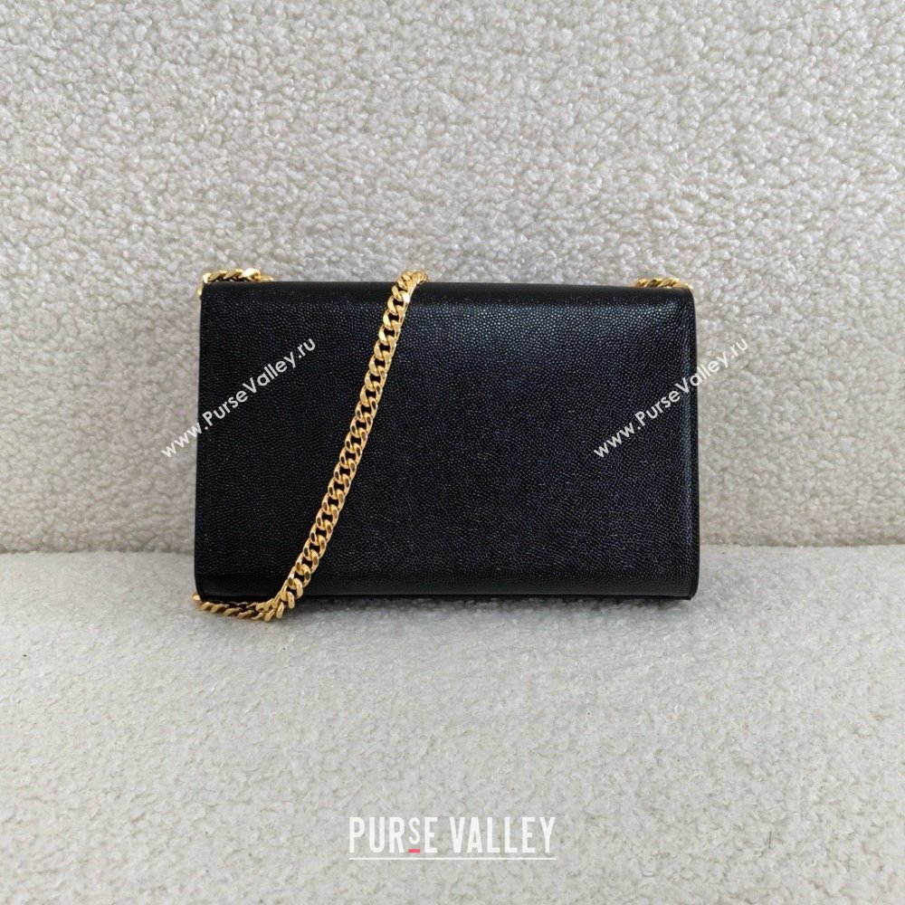 Saint Laurent kate small in grain de poudre embossed leather black/gold 2024(original quality) (bige-240426-08)