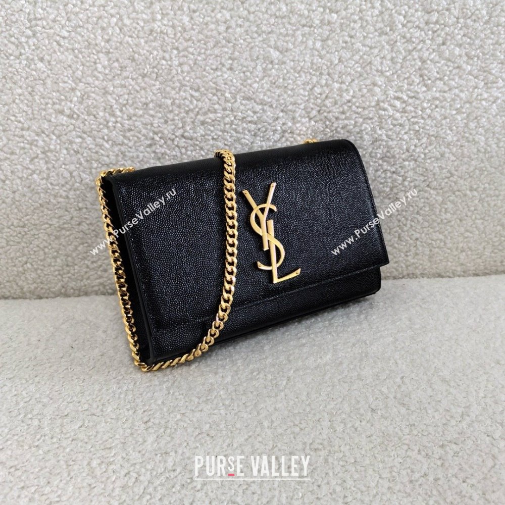 Saint Laurent kate small in grain de poudre embossed leather black/gold 2024(original quality) (bige-240426-08)