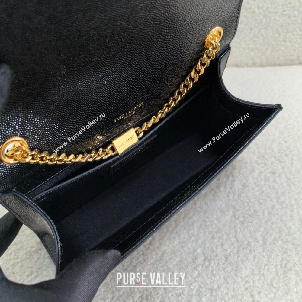 Saint Laurent kate small in grain de poudre embossed leather black/gold 2024(original quality) (bige-240426-08)